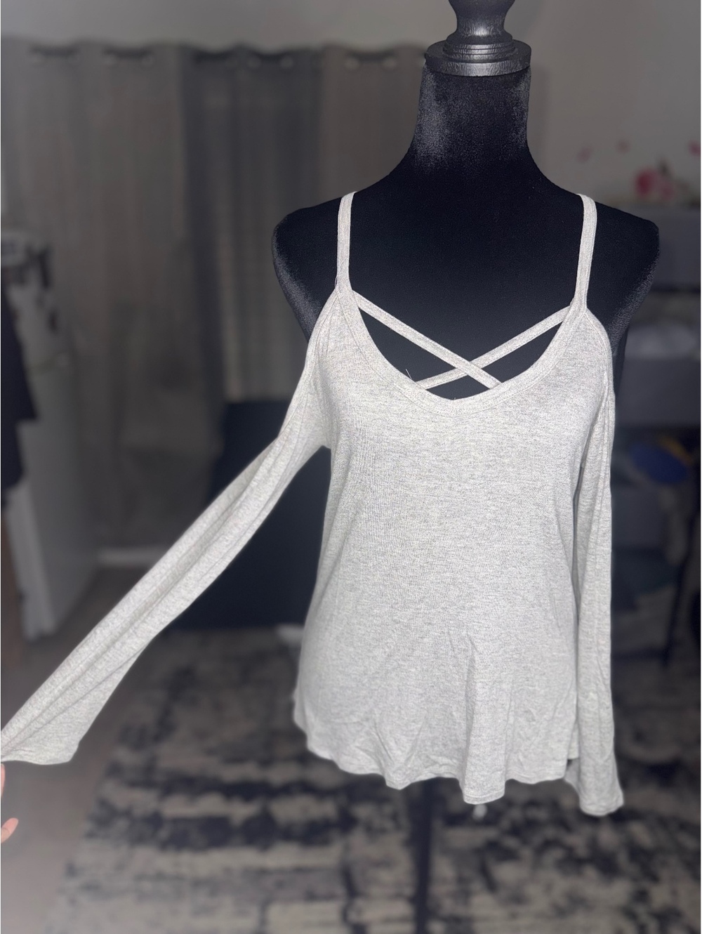 Rebel Sugar Women's Light Gray Crisscross Strap Tank Top, Sz